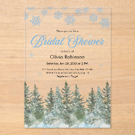 Winter Pine Trees Snowflakes Bridal Shower Acryleinladungen