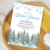 Winter Pine Trees Snowflakes Bridal Shower Einladung