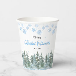 Winter Pine Trees Snowflakes Bridal Shower Pappbecher