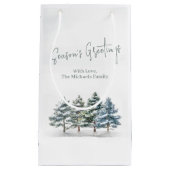 Winter Pine Trees Weihnachten Personalisiert Kleine Geschenktüte (Vorderseite)