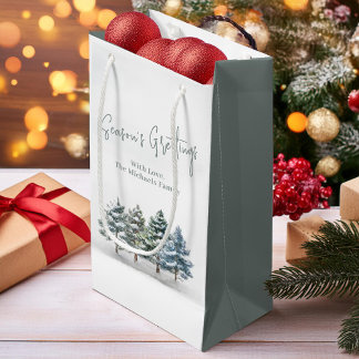 Winter Pine Trees Weihnachten Personalisiert Kleine Geschenktüte