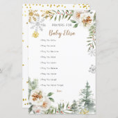 Winter Pine Trees White Floral Gebete für Baby (Vorne/Hinten)