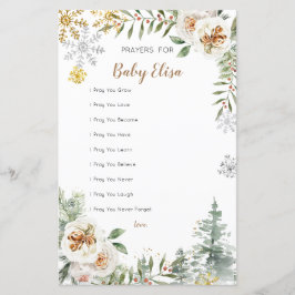 Winter Pine Trees White Floral Gebete für Baby