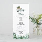 Winter Pine Trees Woodland Tiere Menükarte (Stehend Vorderseite)