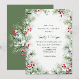 Winter-Pine- und Rotbeer-Hochzeitsfeier Einladung