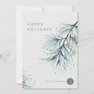Winter Pine Watercolor Business Holiday Cards Feiertagskarte