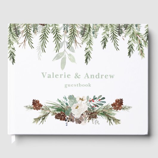 Winter Pine Wedding Guestbook Gästebuch (Vorderseite)
