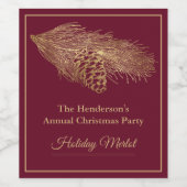 Winter Pine Weihnachten Party Weinetikett (Einzelnes Label)