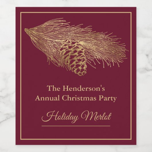 Winter Pine Weihnachten Party Weinetikett (Einzelnes Label)