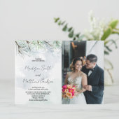 Winter Pine White Snow Hochzeit Einladungen mit Fo (Stehend Vorderseite)