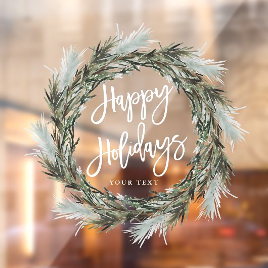 Winter Pine Wreath Happy Holidays Fensteraufkleber (Blatt 2)