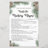 Winter Pinecone Baby Shower Game mit Antwort (Vorderseite)