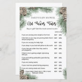 Winter Pinecone Baby Shower Game mit Antwort (Vorne/Hinten)