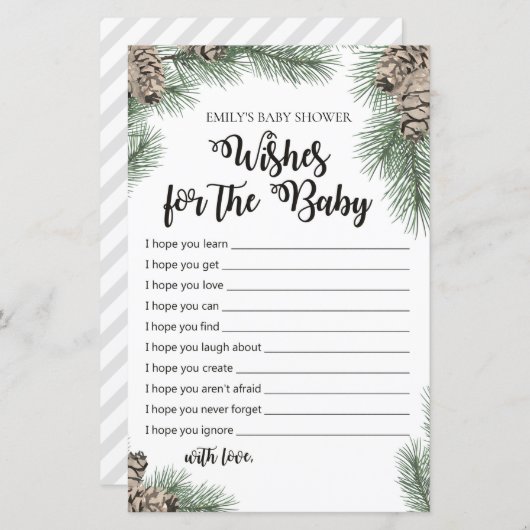 Winter Pinecone Baby Shower Game PRINIERT (Vorne/Hinten)