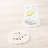 Winter Pinecone & Berry Monogram Getränkeuntersetzer (Seite)