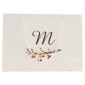 Winter Pinecone & Berry Monogram Große Geschenktüte (Rückseite)