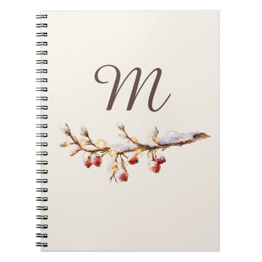 Winter Pinecone & Berry Monogram Notizblock (Vorderseite)
