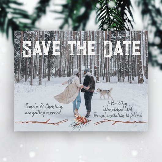 Winter Pinecone Hochzeit Rett-the-Date Postkarte