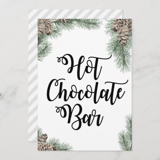 Winter Pinecone Hot Chocolate Bar Sign Size 12x18" Einladung (Vorne/Hinten)