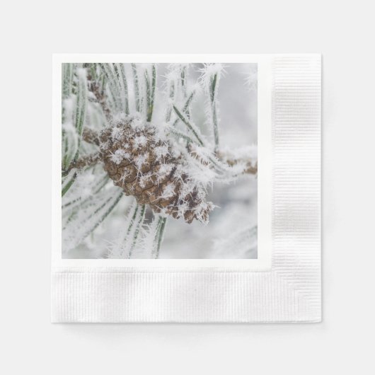 Winter, Pinecone, Schneeflocken Serviette (Vorderseite)