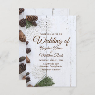 Winter Pinecone und Schneeflocke-Hochzeits-Karte Einladung