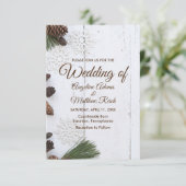 Winter Pinecone und Snowflakes Hochzeitkarte Einladung (Stehend Vorderseite)