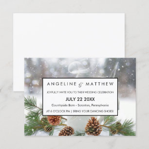 Winter Pinecone und Snowflakes Hochzeitkarte Einladung