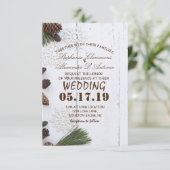Winter Pinecone und Snowflakes Hochzeitkarte Einladung (Stehend Vorderseite)