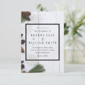 Winter Pinecone und Snowflakes Hochzeitkarte Einladung (Stehend Vorderseite)