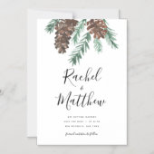 Winter Pinecone Wasserfarbe Magneteinladung (Vorderseite)