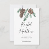 Winter Pinecone Wasserfarbe Save the Date Foto (Vorderseite)