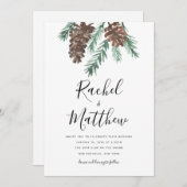 Winter Pinecone Wasserfarbener Hochzeitsempfang Einladung (Vorne/Hinten)