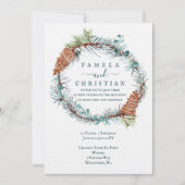 Winter Pinecone Wreath, Eukalyptus Wedding Einladung (Vorderseite)