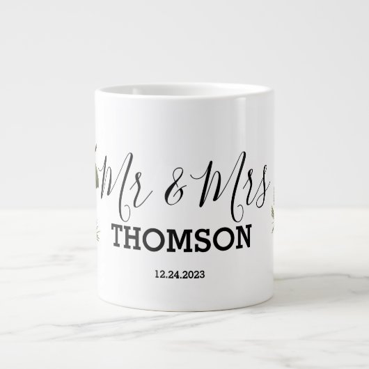 Winter Pinecones & Berries Family Throw Pillow Jumbo-Tasse (Vorderseite)