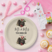 Winter Pinecones & Berries Family Throw Pillow Pappteller (Party)