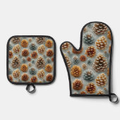Winter Pinecones Harmonie Ofenhandschuh & Topflappen-Set (Vorderseite)