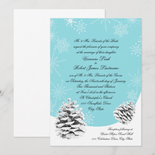 Winter Pinecones Hochzeit Einladung (Vorne/Hinten)