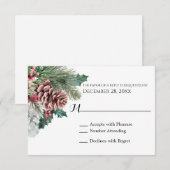 Winter Pinecones und Holly RSVP Card Karte (Vorne/Hinten)