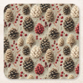 Winter Pinecones und Rote Berries Rechteckiger Pappuntersetzer (Vorderseite)