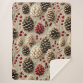 Winter Pinecones und Rote Berries Sherpadecke (Vorderseite)