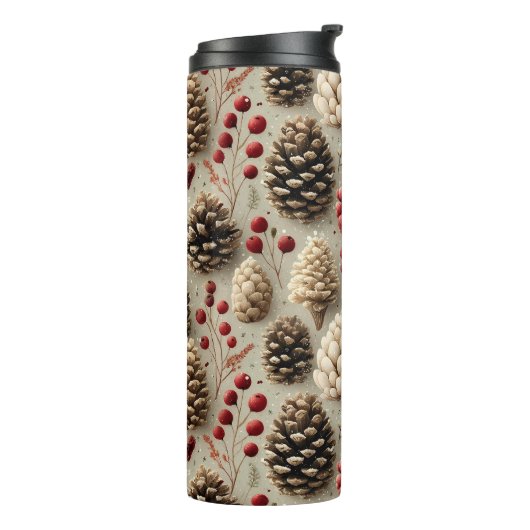 Winter Pinecones und Rote Berries Thermosbecher (Nach links gedreht)