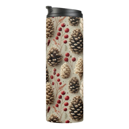 Winter Pinecones und Rote Berries Thermosbecher (Nach rechts gedreht)