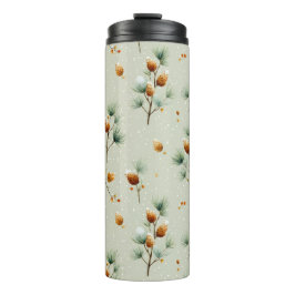 Winter Pinecones und Snowy Branches Thermosbecher