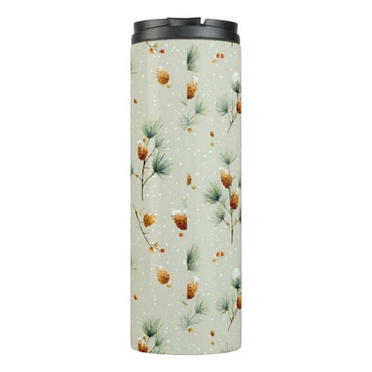 Winter Pinecones und Snowy Branches Thermosbecher (Rückseite)