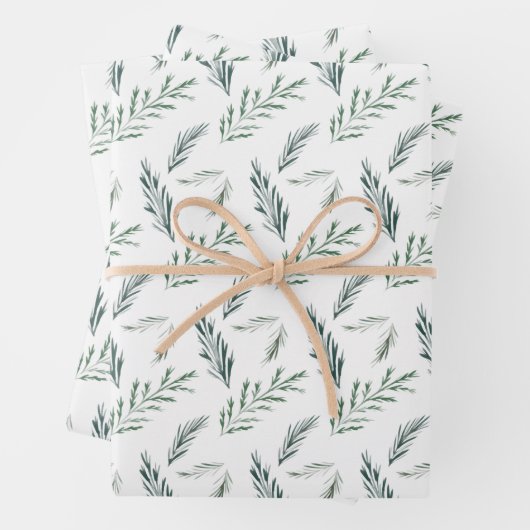 Winter Pineneedle bemalt Elegant Urlaub Geschenkpapier Set (Beispiel)