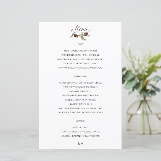 Winter Pinery Wedding Menu (Stehend Vorderseite)