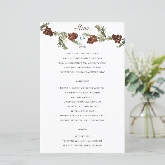 Winter Pinery Wedding Menu (Stehend Vorderseite)