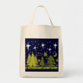 Winter Pines Bag Stars und Grüner Mond Tragetasche (Vorne)