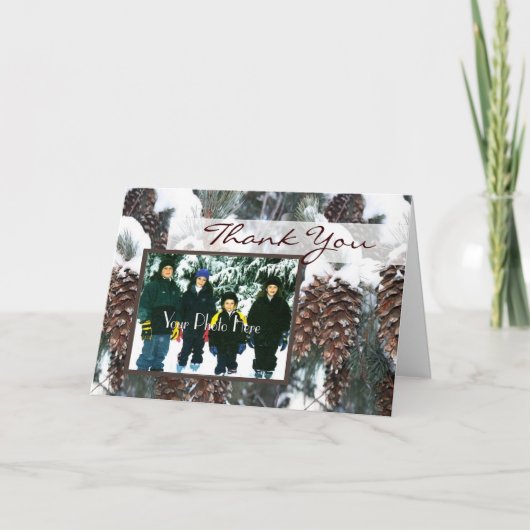 Winter Pines Foto Dankeskarte (Vorderseite)