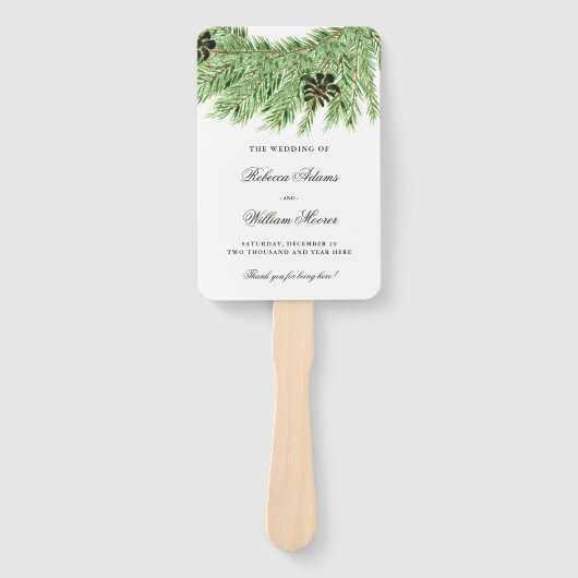 Winter Pines Hochzeitsprogramm Fächer (Vorderseite)